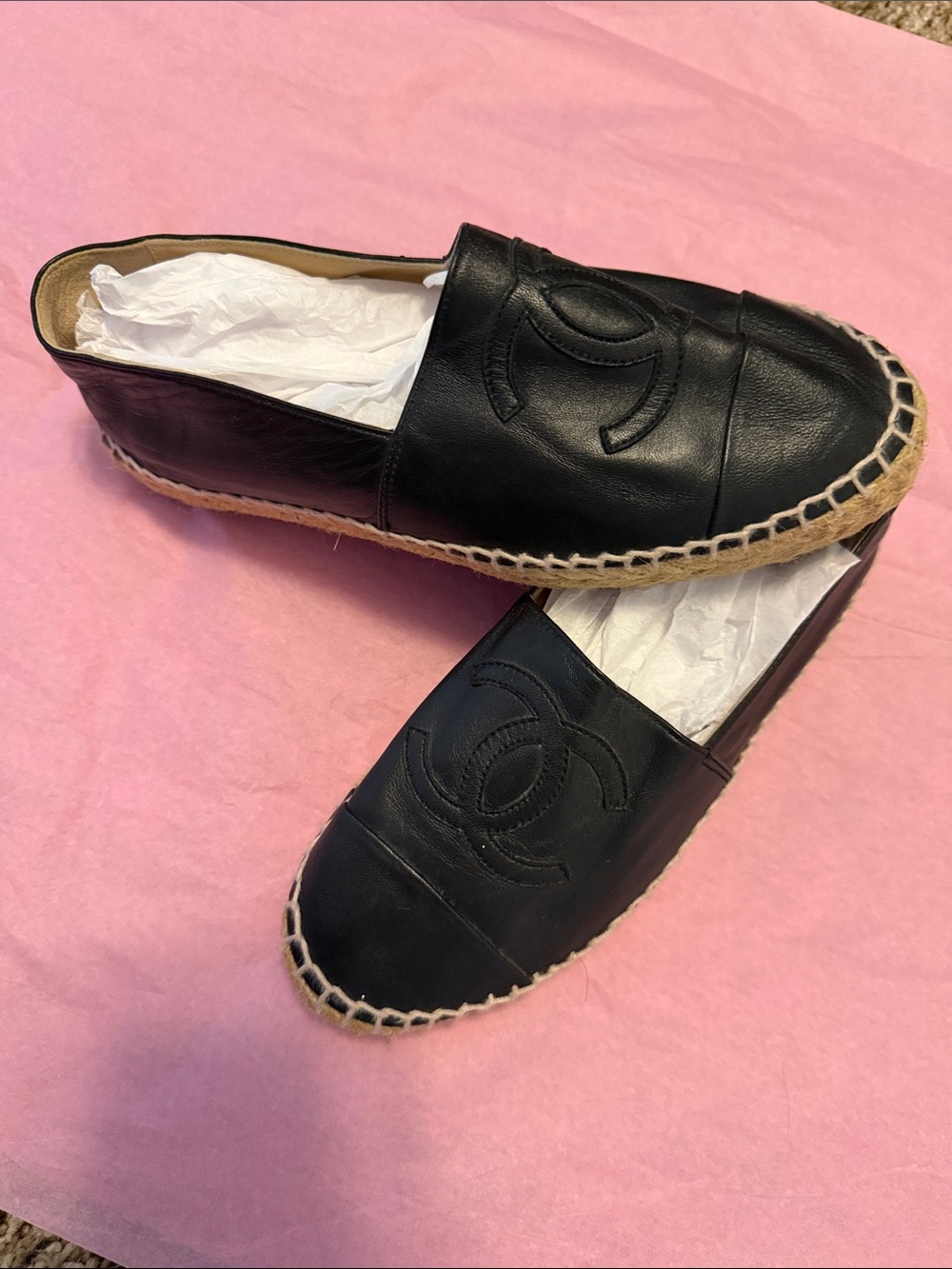 CHANEL SZ 36 Lambskin Espadrilles Black! Stunning, no signs of wear, excellent